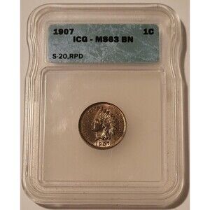 1907 Indian Head Cent RPD Fs-303 S-20 MS63 BN ICG